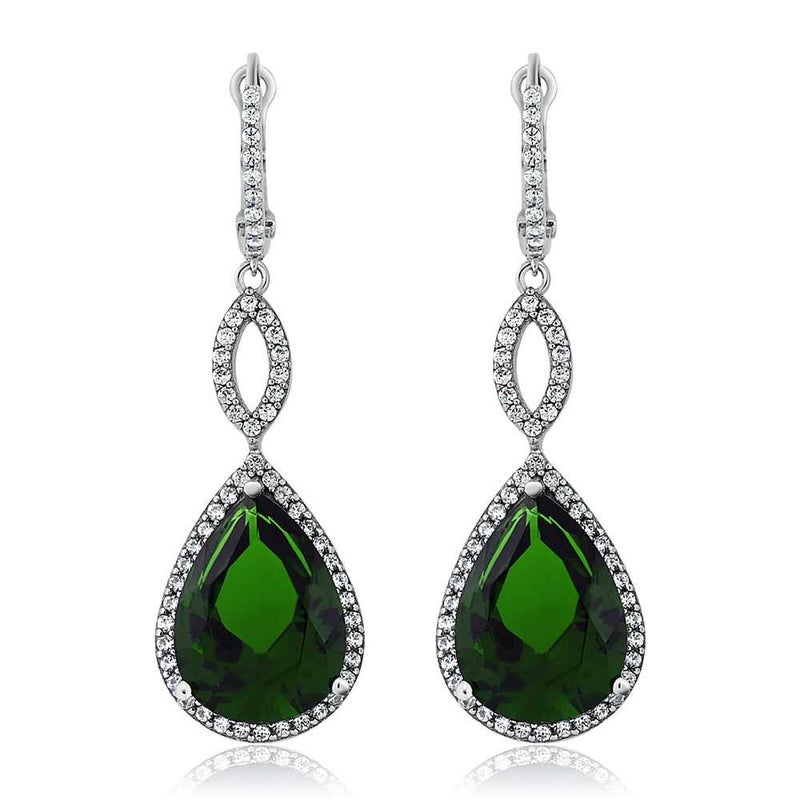 GEM STONE KING أقراط شانديل أنيقة على شكل دمعة من حجر الجواهر الملكي 20.00 قيراط للزفاف | فضة استرلينية 925 | 2 بوصة | شكل كمثرى 16X12MM | هدايا مجوهرات فاخرة لها ولأمها ولزوجتها - Image 2